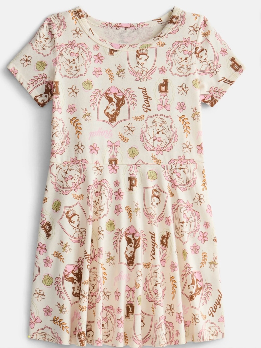 Disney Princess Girls Skater Dress Size 8 M Floral Allover Print NWT